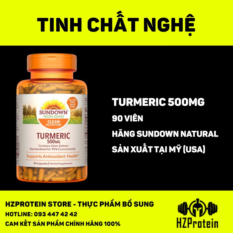 SUNDOWN TURMERIC CURCUMIN 500mg - VIÊN UỐNG TINH BỘT NGHỆ GIÚP TĂNG CƯỜNG SỨC KHỎE VÀ LÀM ĐẸP DA (90 VIÊN)