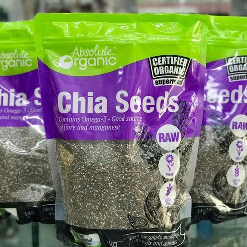 Hạt Chia  Úc Tím- nhập khẩu- Organic Chia Seeds [Bịch 1kg] -DATE 2023- GIẢM CÂN
