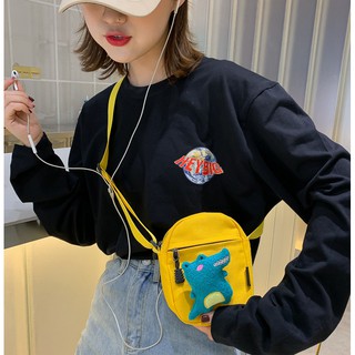Cute dinosaur canvas bag with shoulder backpack