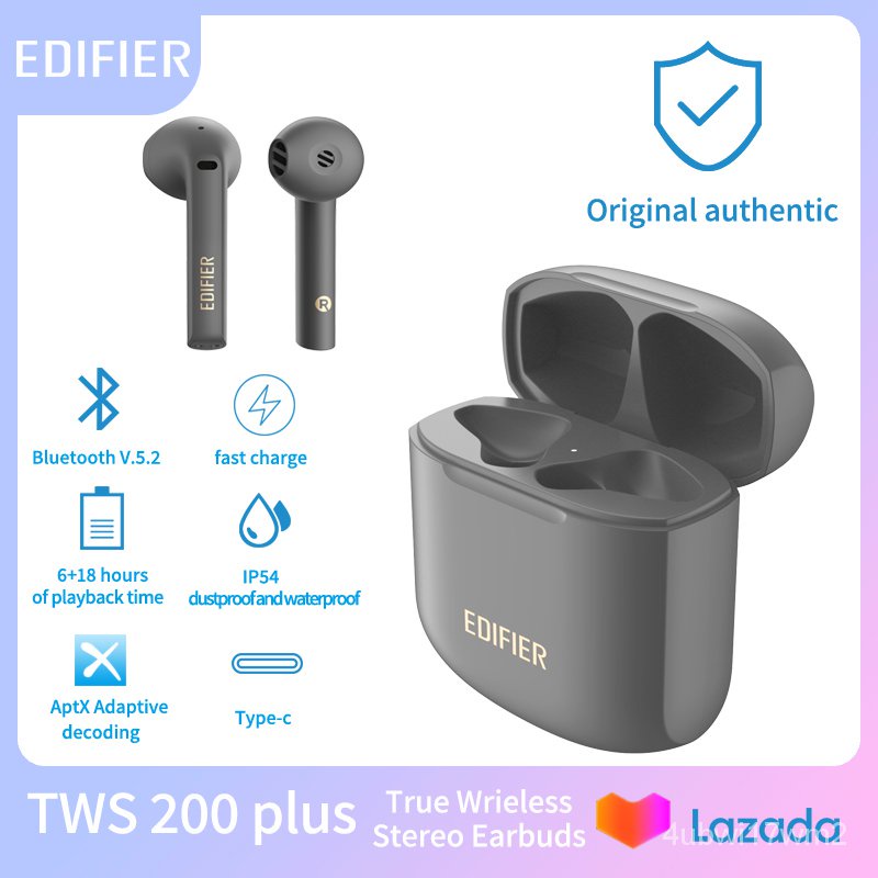 EDIFIER TWS200plus Tai nghe bluetooth không dây chính hãng Trong tai có micrô Giảm tiếng ồn Loa siêu trầm Chống bụi và c