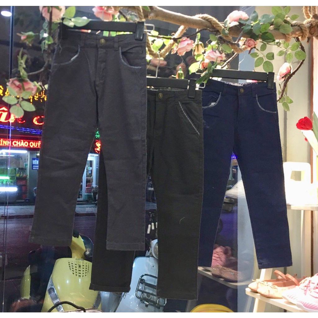 Quần kaki dài bé trai thu đông 2021 có tăng đơ chun bụng size 4 5 6 8 tuổi