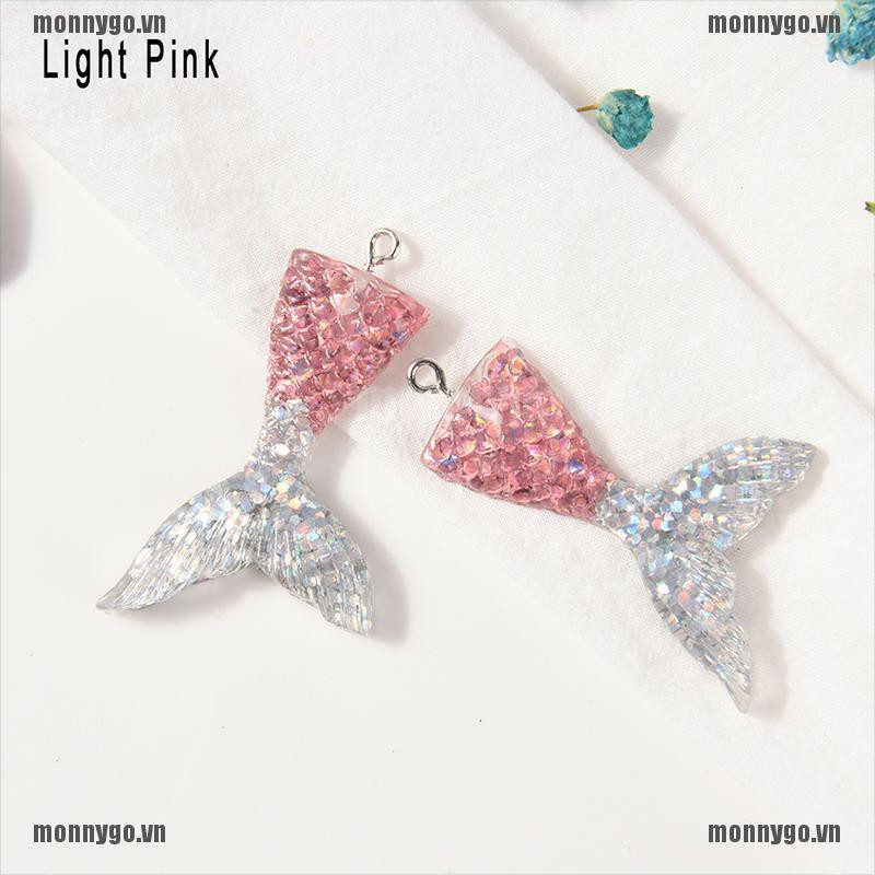 [COD+monnygo]10PCS Mixed Glitter Mermaid Fish Tail Resin Charm Pendant Fit