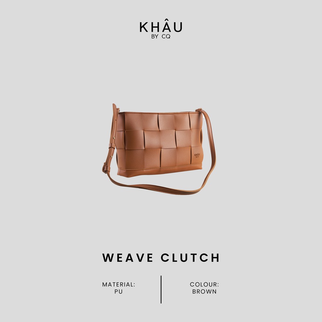 Túi da KHÂU BY CQ đan sợi đeo chéo Weave Clutch