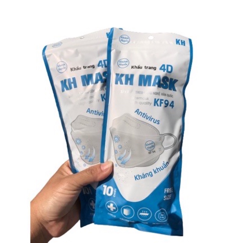 Sét 10 Chiếc Khẩu Trang 4D KF94 Khánh Huyền Hàng Chính Hãng Sản Xuất Theo Công Nghệ Hàn Quốc