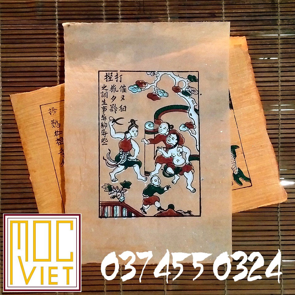 Tranh đông hồ Đánh ghen tranh cỡ 27x37cm