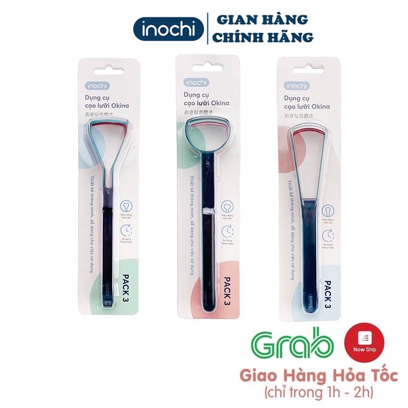 Bộ 3 Chiếc Cạo Lưỡi INOCHI Dụng Cụ Vệ Sinh Răng Miệng Cao Cấp