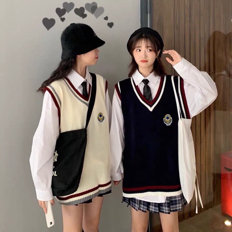 Áo Gile Len Học Sinh Hàn Quốc Huy Hiệu Ngực, Áo Gile Logo Form Nhỏ | BigBuy360 - bigbuy360.vn