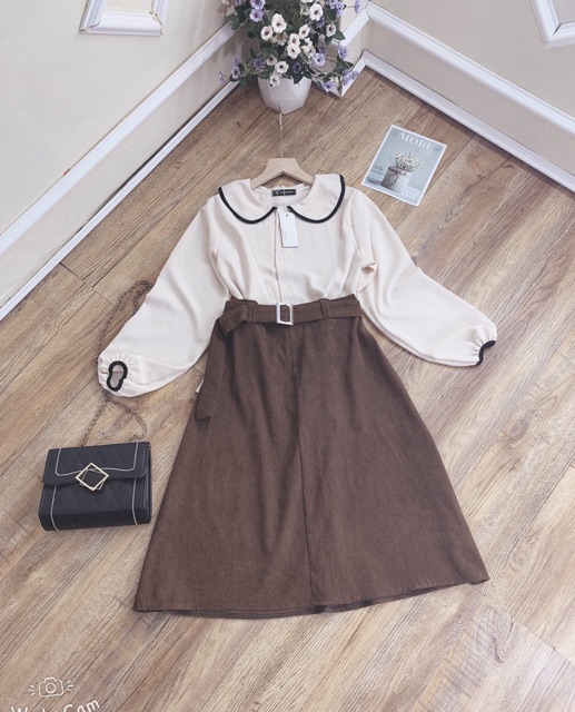 Set Áo sơ mi mix Chân váy Nhung
