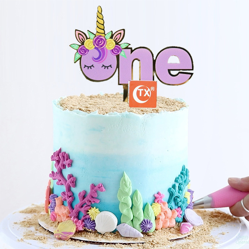 Phụ Kiện Cây Cắm Trang Trí Bánh Kem Hình Kỳ Lân Dễ Thương