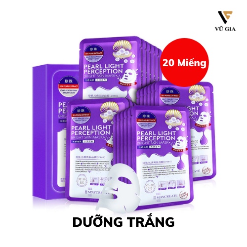 Mặt Nạ, Mặt Nạ HA Maycreate Hộp 20 Miếng Dưỡng Ẩm Trắng Da Chống Lão Hóa Giảm Mụn Giúp Da Mịn Màng Chính Hãng 28ml