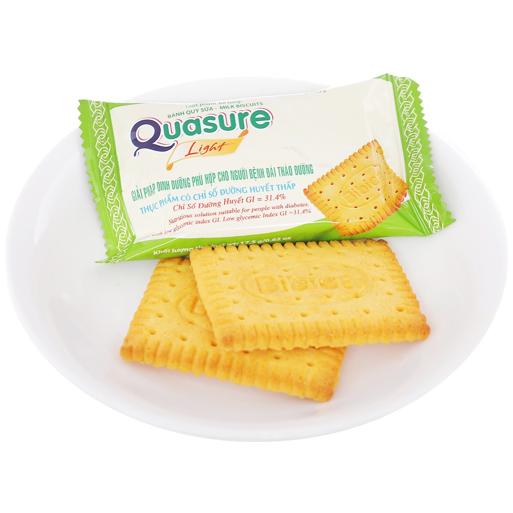 [Combo 05 Hộp] Bánh Quy Sữa Cho Người Tiểu Đường Quasure Light Hộp 140g ( Hộp 8 gói - Mỗi gói 02 bánh)