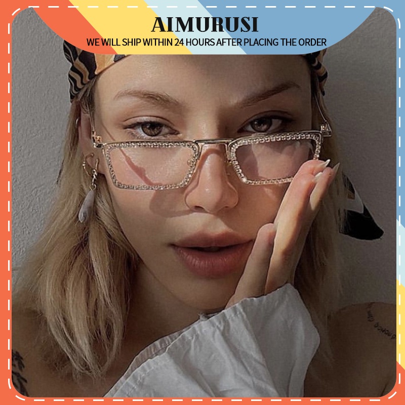 【Replaceable lenses】COD (AIMURUSI) Mắt Kính Gọng Nhỏ Bằng Kim Loại Chống Ánh Sáng Xanh Phong Cách Âu Mỹ Thời Trang Cho Nam Và Nữ