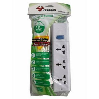 Ổ cắm siêu bền và đẹp 3 ổ cắm 3 chấu 1 công tắc