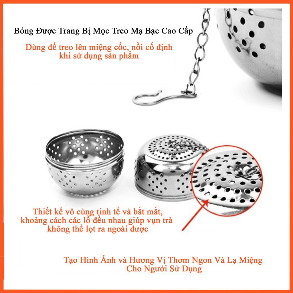 Bóng lọc trà, dụng cụ lọc gia vị inox có dây treo tiện lơi siêu bền - LOKING