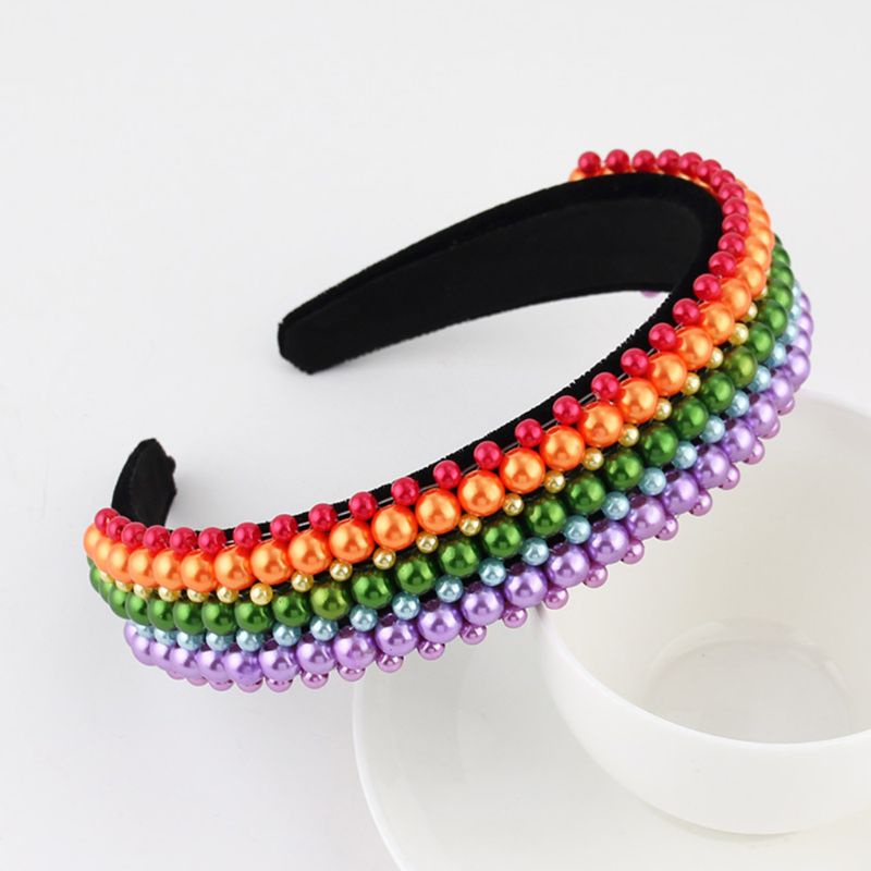 Băng Đô Cài Tóc Đính Ngọc Trai Nhân Tạo Phong Cách Dân Tộc Dành Cho Nữ