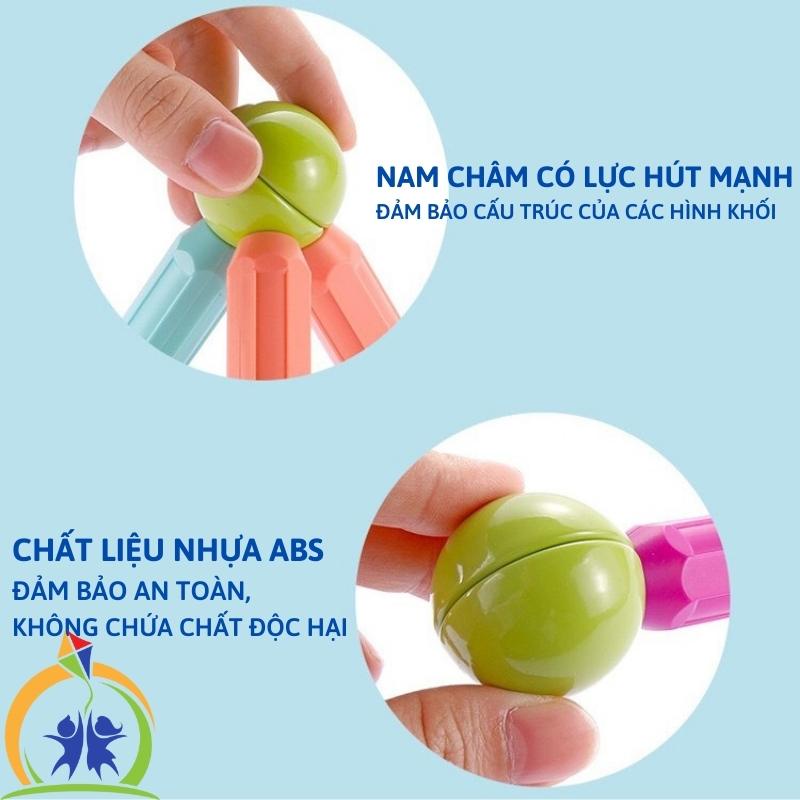 Xếp hình nam châm, Bộ đồ chơi ghép hình nam châm thông minh cho bé trai, bé gái GenKids