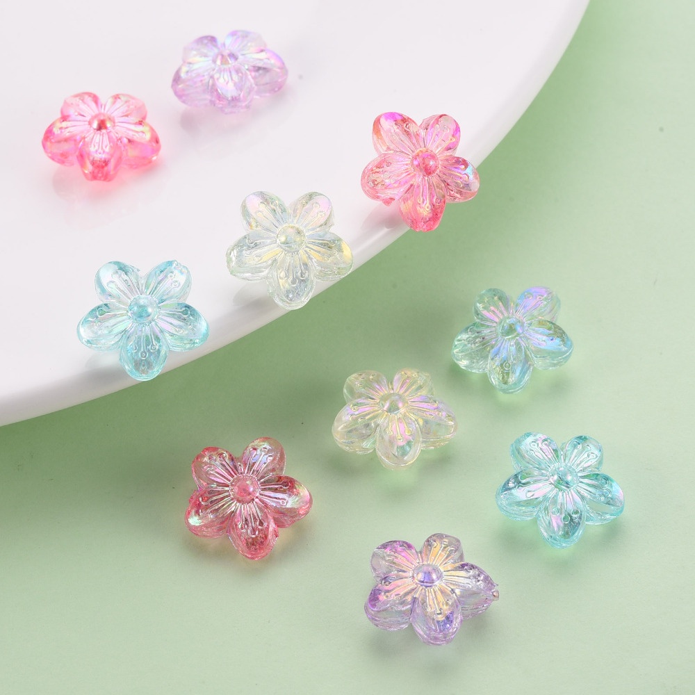 Set 20~200 Hạt Xỏ Lỗ 14.5x15.5x7mm: 1.8mm Bằng acrylic Trong Suốt Nhiều Màu