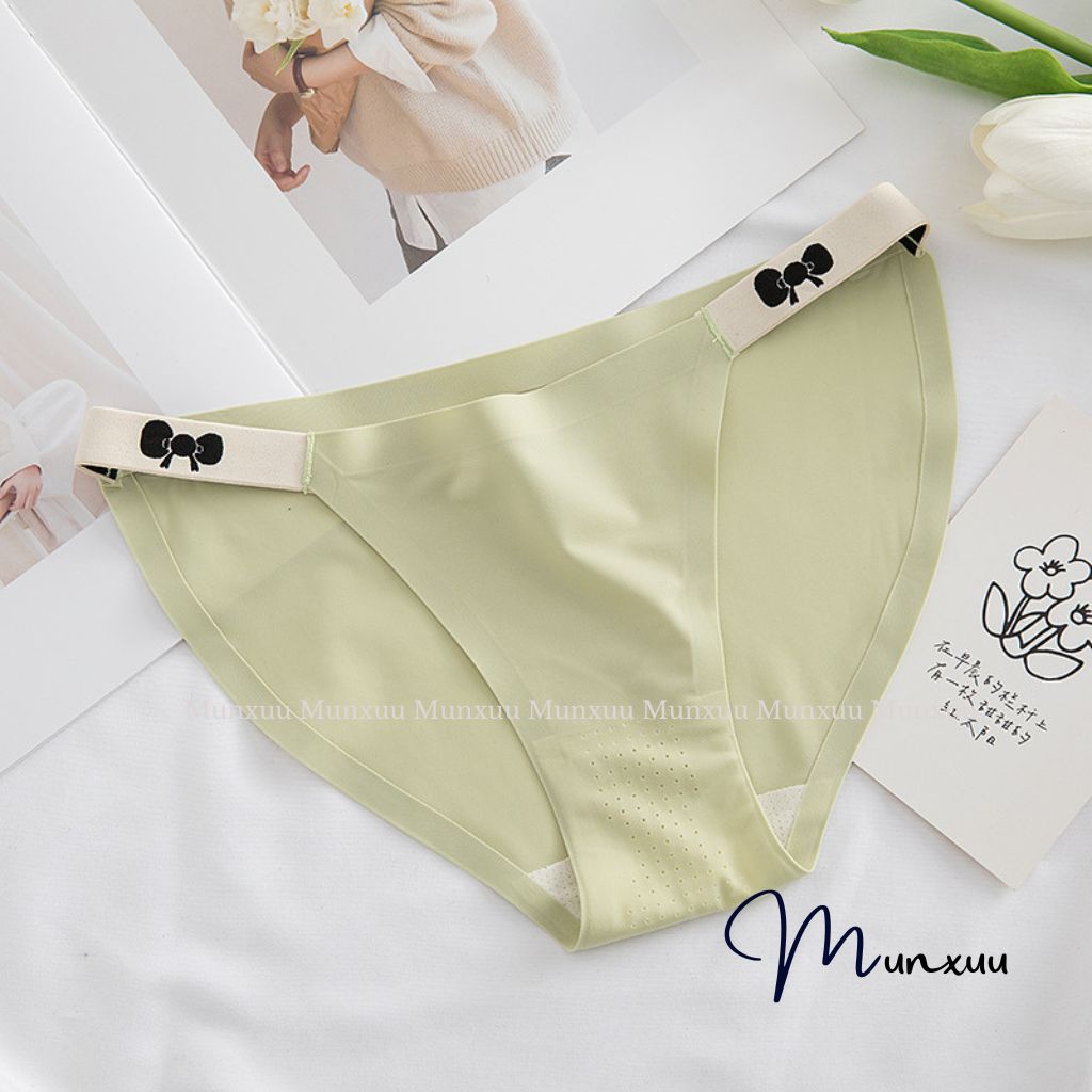 Quần lót nữ vải đúc su cao cấp MUNXUU cạp mảnh viền nơ co dãn kháng khuẩn - QC134