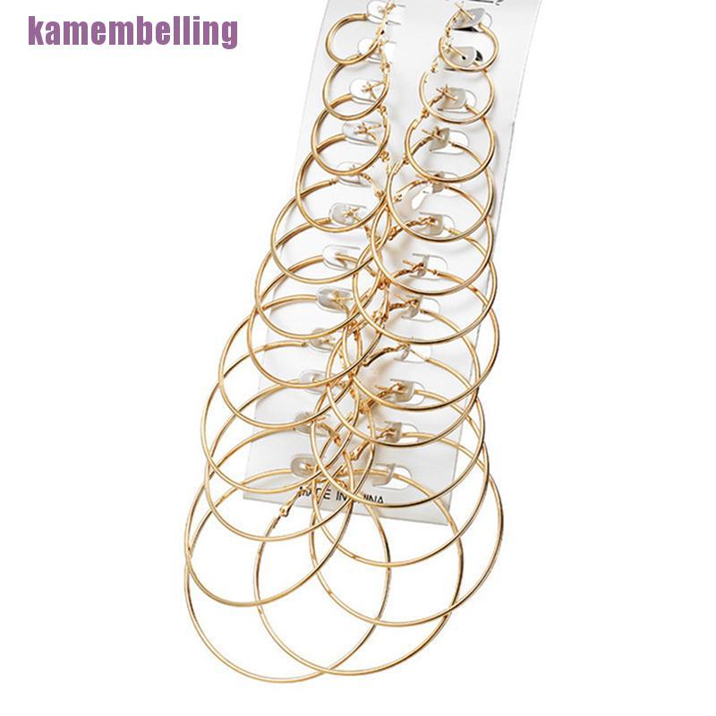 Bông Tai Hình Tròn Màu Vàng / Bạc Phong Cách Vintage Thời Trang Cho Nữ