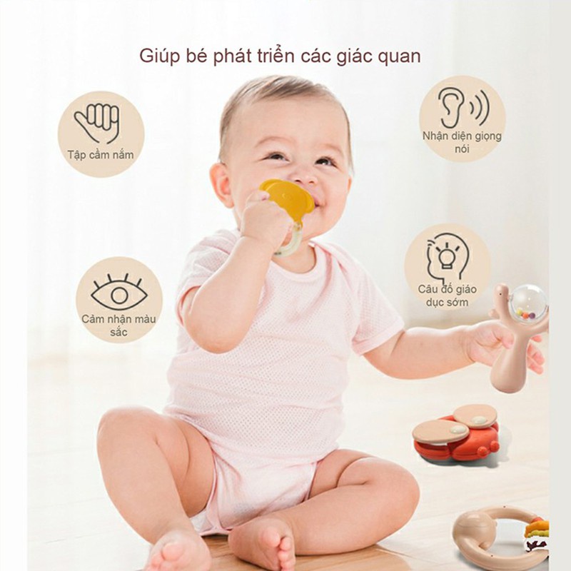 Bộ Xúc Xắc Gặm Nướu Silicone Cao Cấp Dumoon 10 Chi Tiết Cho Bé Trên 3 Tháng Tuổi