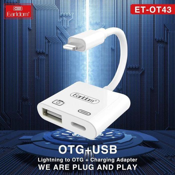 [OTG Iphone] Jack OTG Chuyển Từ Cổng Lightning Sang 1 Cổng USB và 1 Cổng Lightning OT43 | BigBuy360 - bigbuy360.vn