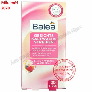 Hộp 20 Miếng Wax dán tẩy lông cho vùng mặt Balea Gesicht Kaltwachs Streifen - Hàng Đức