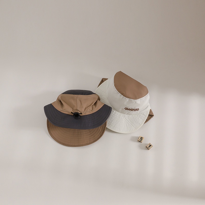 Nón Tai Bèo Vành Rộng Thêu Chữ Đơn Giản Nhanh Khô Chống Nắng Ngoài Trời Cho Bé