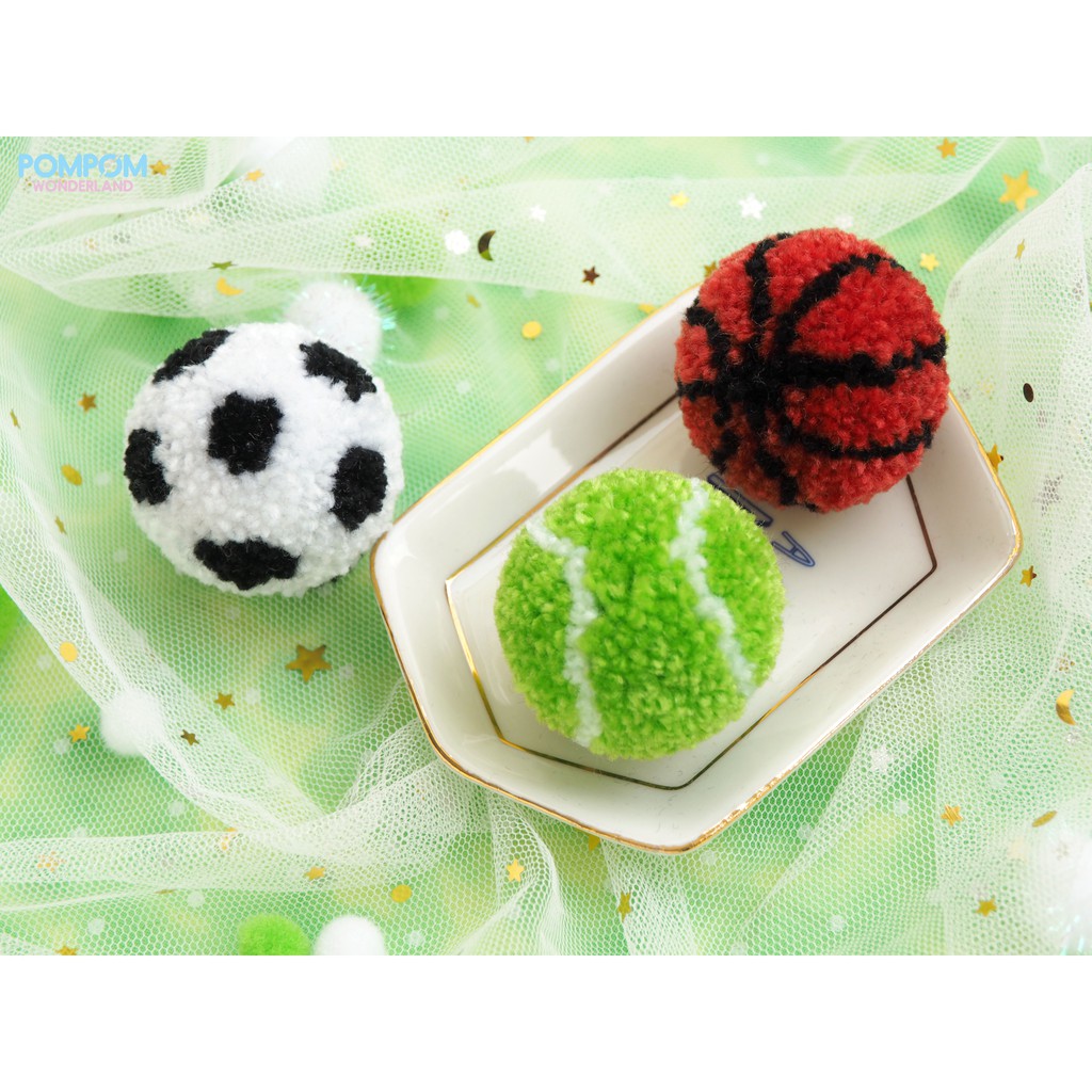 Pompom hình trái bóng - Bóng đá soccer - Bóng tennis - Bóng rổ basketball - Móc Khóa Handmade