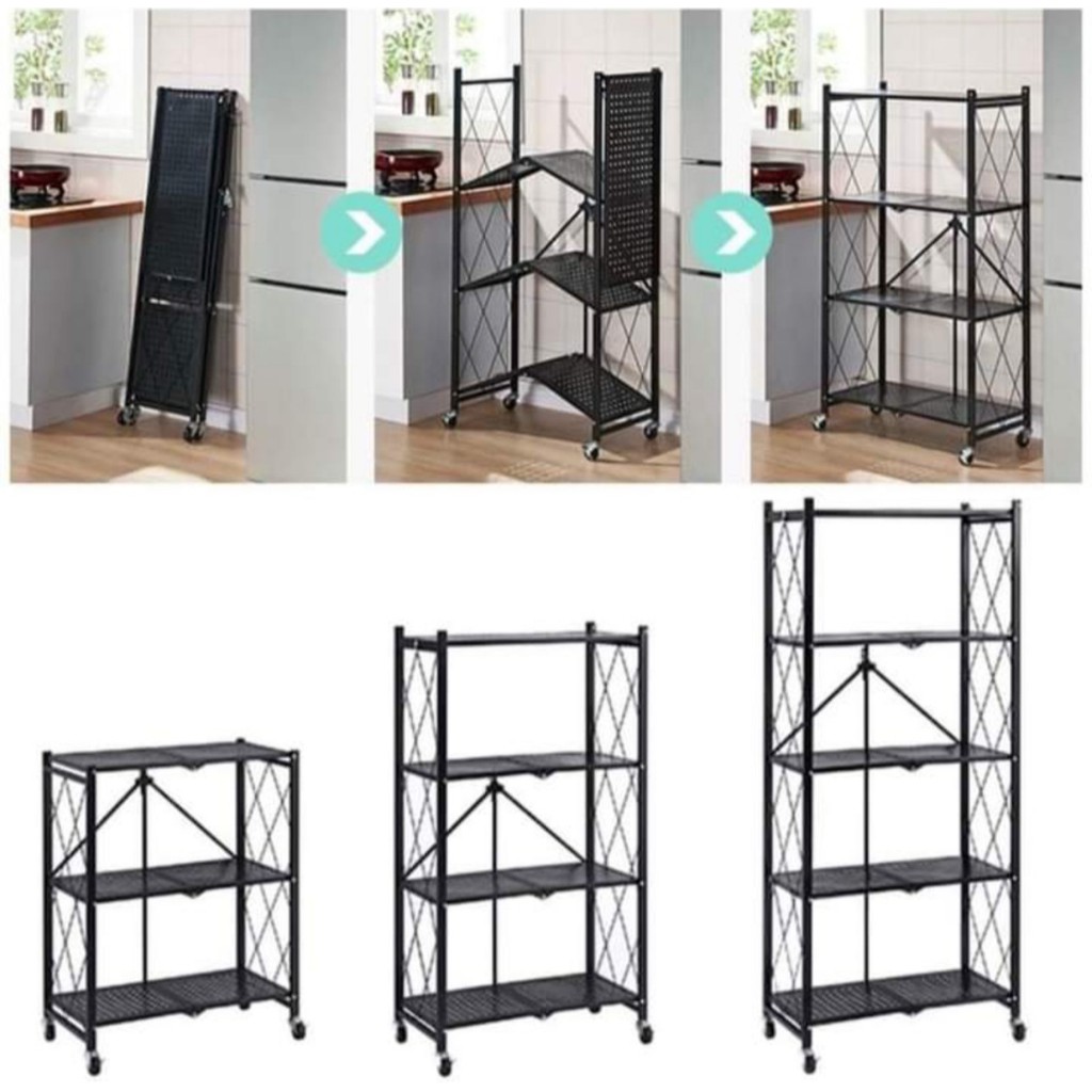 🔥Freeship👌KỆ BẾP - KỆ LÒ VI SÓNG THÉP CARBON KHÔNG GỈ CÓ BÁNH XE GẤP GỌN ( BẢO HÀNH 6 THÁNG)