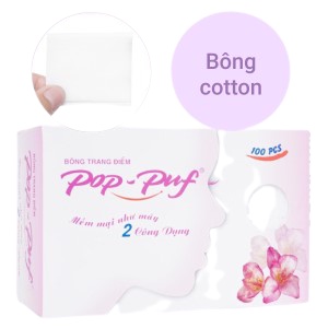 Bông tẩy trang POP PUF 100pcs (100 miếng/1 hộp - hàng có sẵn - chính hãng) siêu mềm