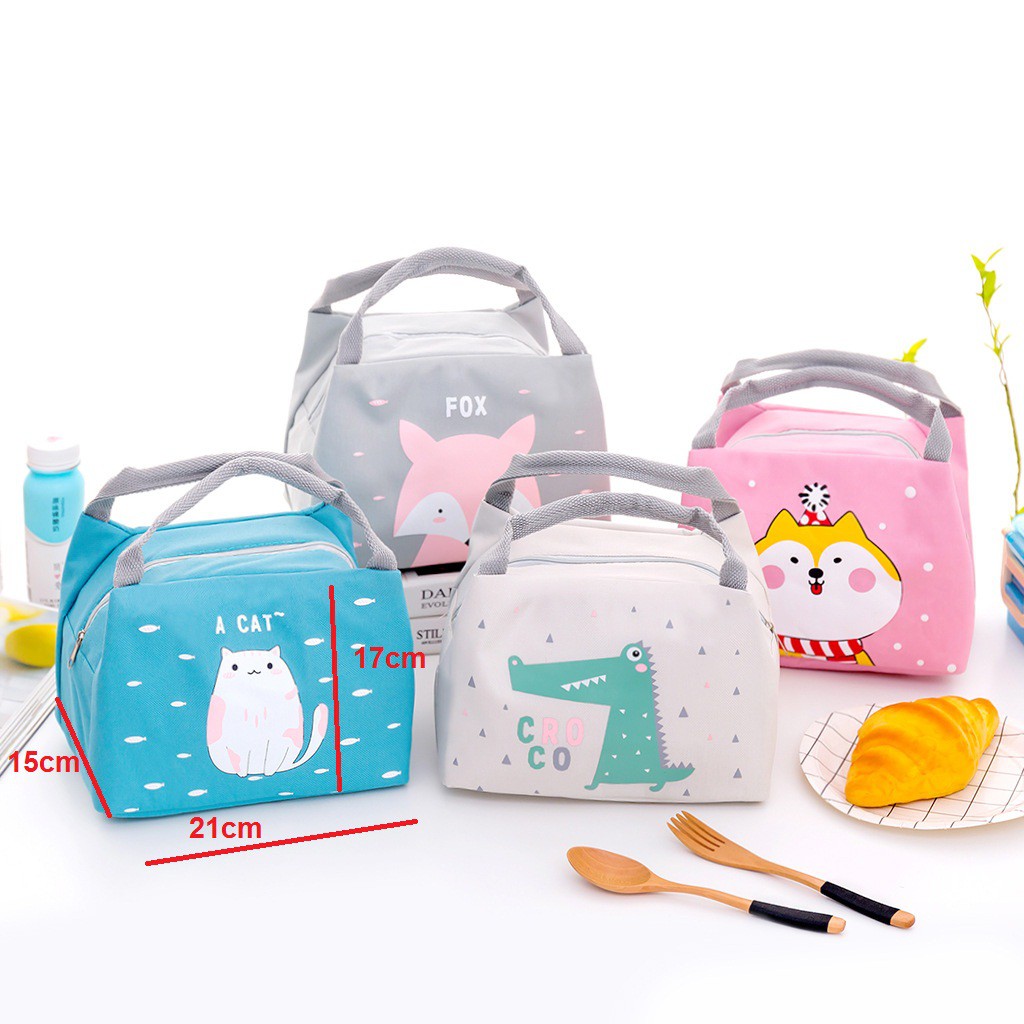(MẪU MỚI)Túi đựng hộp cơm hình con vật xinh xắn hiện đại giữ nhiệt đẹp bền (dáng ngang)