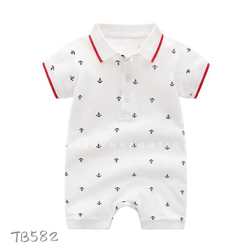 Bodysuit sơ sinh Quỳnh Boutique Mẫu body polo mỏ neo cho bé
