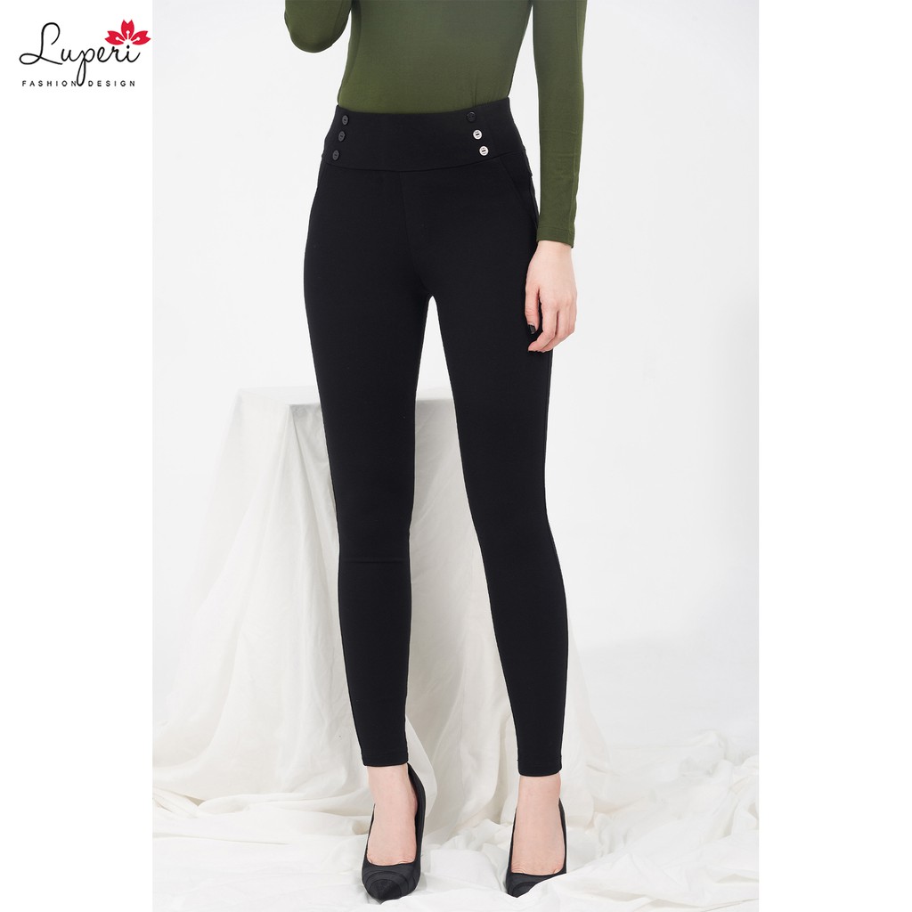 Quần legging cạp cao gel bụng đính cúc trên cạp cách điệu Luperi LP529 | BigBuy360 - bigbuy360.vn