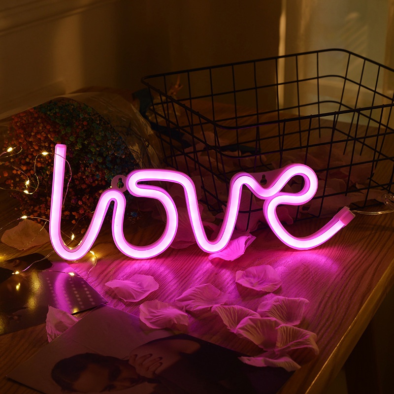 Adore LED Neon Lights Love Shape Night Light Sign Lamp  Double Powered Nightlight Jointflowersnew