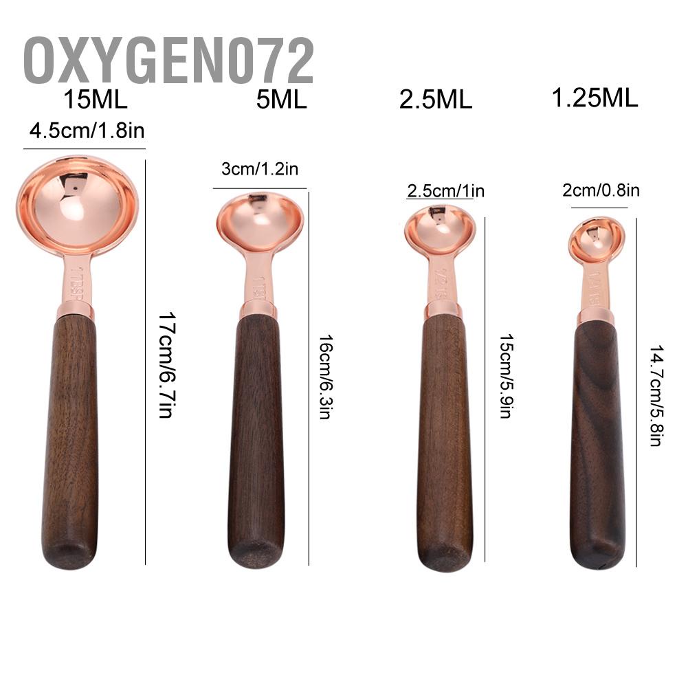 Oxygen072 4PCS/Set Rose Gold Stainless Steel Measuring Cups Spoon for Household Kitchen Baking Gadget