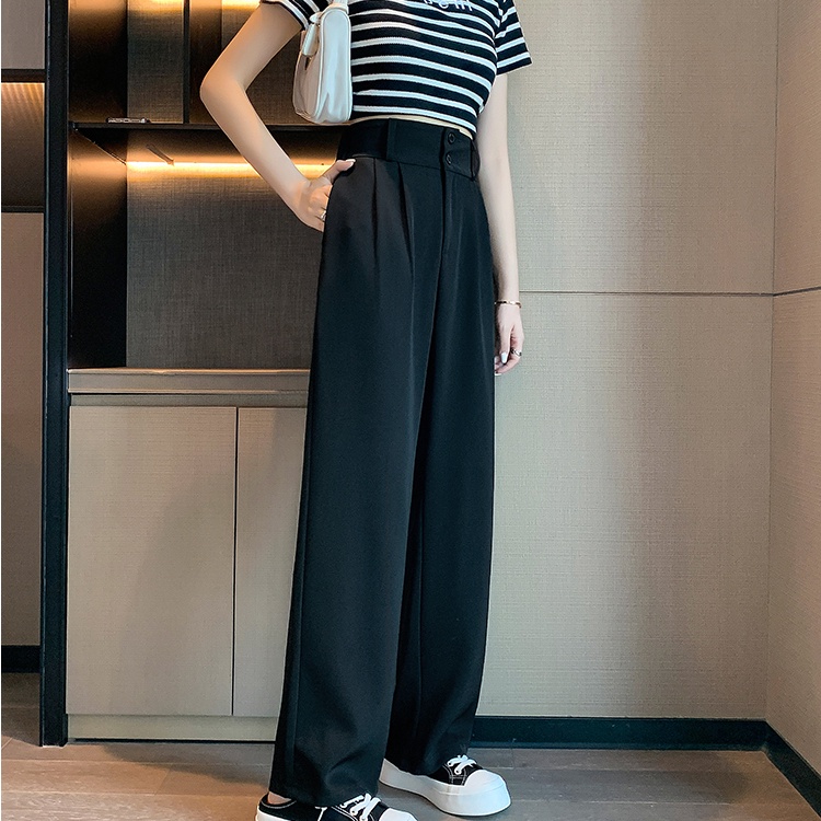 SUXI Quần ống rộng Lưng Cao Màu Sắc Vintage Thời Trang Mùa Hè Cho Nữ