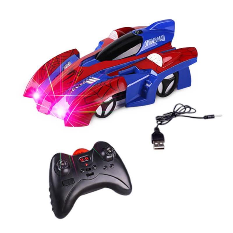 ■✎◎Boy Racing Spider-Man Leo tường đồ chơi trên Xe điện Board hơi Trẻ em Điều khiển từ xa núi Ô tô