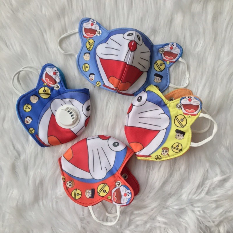 khẩu trang vải in hình 3D cho bé có van thở 1 chiều set 10 cái