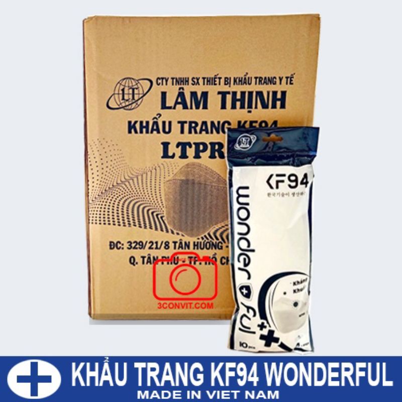 Thùng 300 chiếc khẩu trang 4 lớp KF94 Wonderful Lâm Thịnh