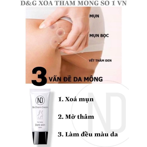 Kem Be Charm Cream 6in1 giảm mụn mờ thâm mông, nhũ hoa