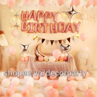[ Siêu đẹp siêu rẻ] Đủ như hình Set bóng sinh nhật hồng pastel cực đáng yêu DV0367