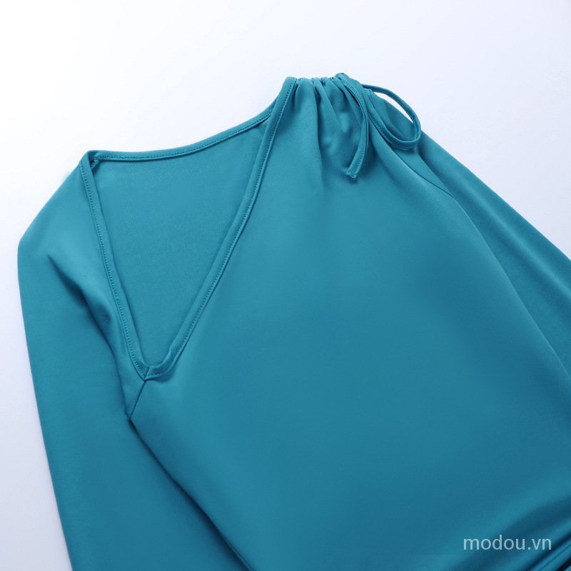 Đầm tay dài xẻ tà thời trang mùa thu cho nữ Hi5t