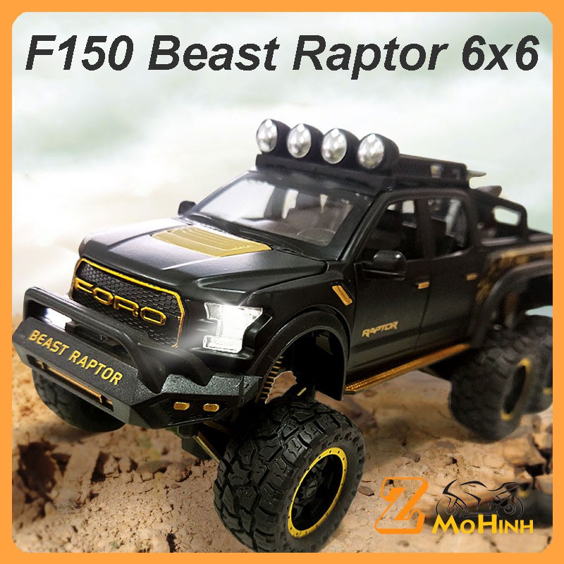 MÔ HÌNH XE Ô TÔ FORD F150 Beast Raptor 6x6 Offroad đúc Kim Loại - tỷ lệ 1:28