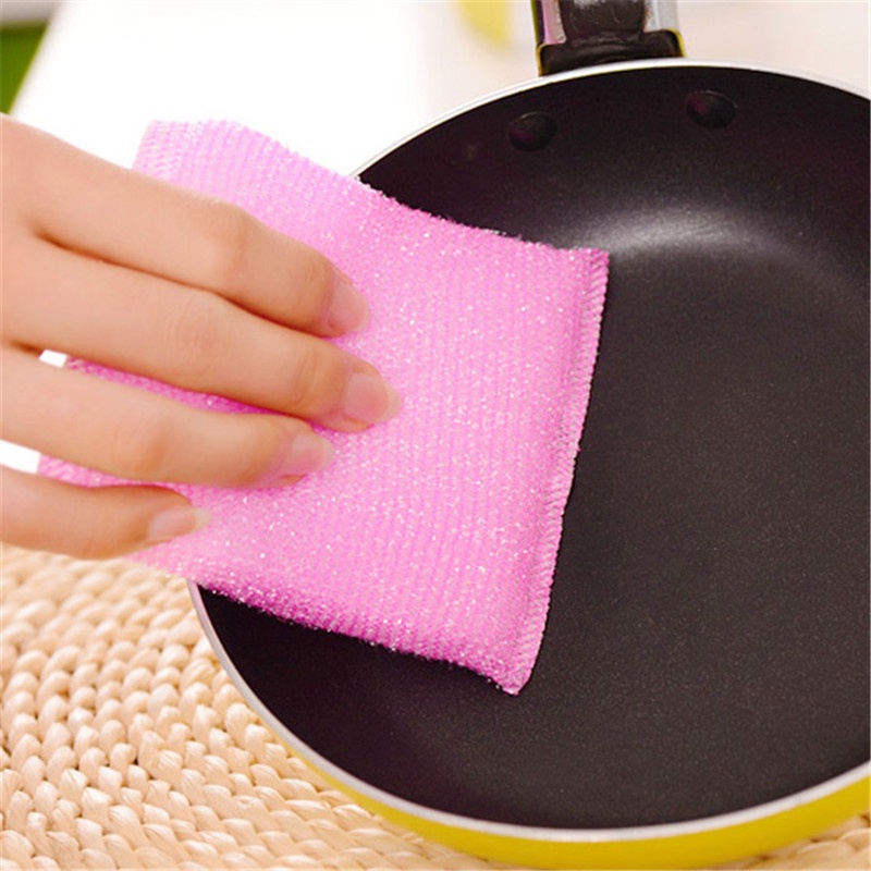 Set 4 Miếng Rửa Chén Hai Mặt Đa Năng Chống Dính Dầu Màu Sắc Ngẫu Nhiên Tiện Dụng Cho Nhà Bếp