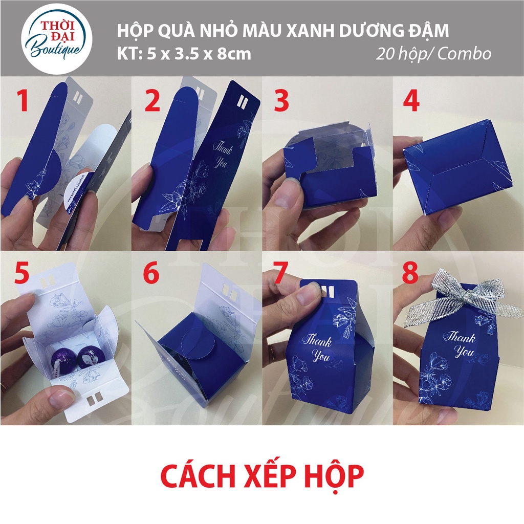 Set 20 HỘP QUÀ MINI ĐỰNG KẸO/SOCOLA màu xanh dương đậm