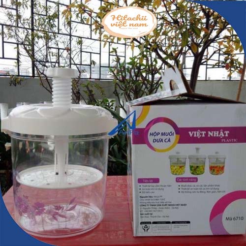 Bình muối dưa cà có nắp xoáy tiện lợi Việt Nhật chất liệu nhựa nguyên sinh đảm bảo sức khoẻ, Bình bảo quản thực phẩm