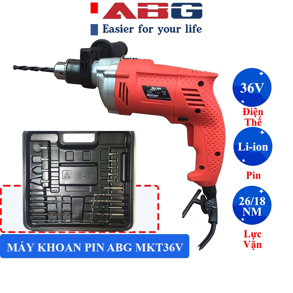 Máy Khoan 13 Ly ABG PC02-13B Công Suất 800W Kèm Vali Phụ Kiện Chuyên Dụng Khoan Và Bắt Vít Trên Bề Mặt Cứng
