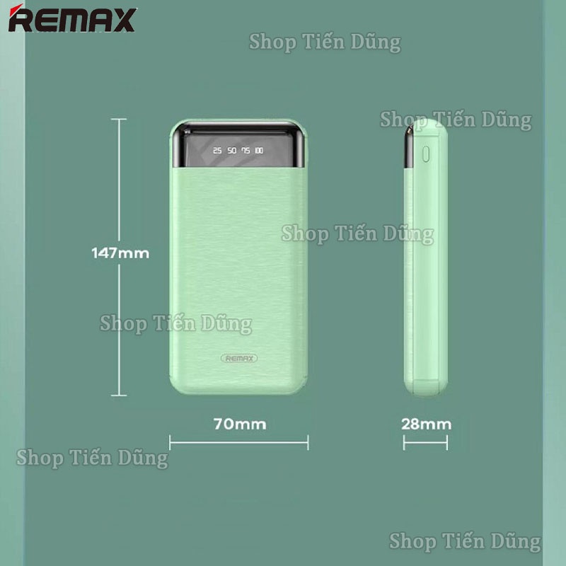 Pin Sạc Dự Phòng Remax RPP-195 20000mAh Led Display, 2 cổng input / output Với Các Màu Thời Trang Chính Hãng