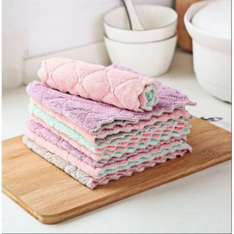 Set 10 Khăn Lau Tay Nhà Bếp , Lau Bát Đĩa, Rửa Chén, Lau Nhà Bếp 2 Mặt Siêu Thấm