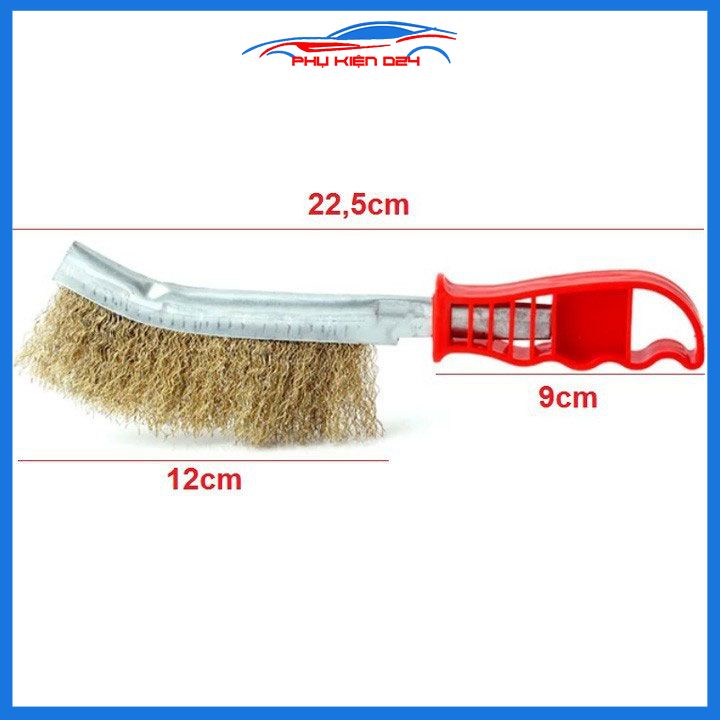 Bàn chải sắt đánh gỉ cán đỏ sợi thép mạ đồng